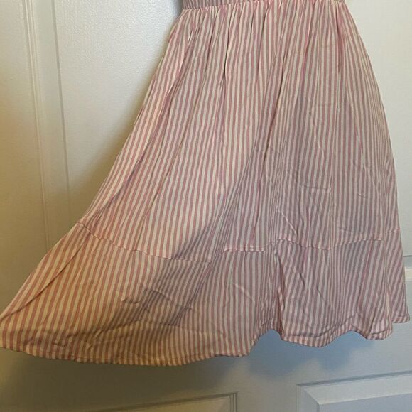 NWT 💗 Pink Striped Material Girl Ruffle Hem Dress - Picture 5 of 14